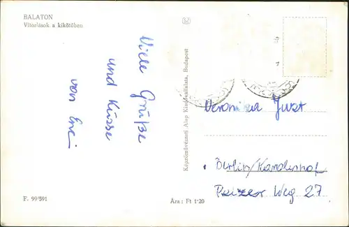 Postcard .Ungarn BALATON Vitorlások a kikötőben 1970