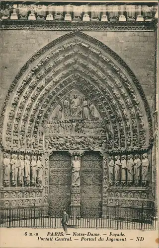 CPA Paris Kathedrale Notre-Dame - Façade, Portail du Jugement 1920