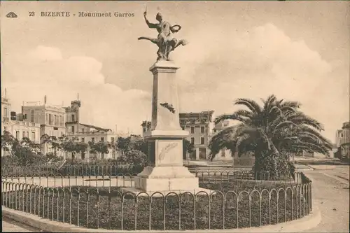 Postcard Bizerte بنزرت Denkmal Monument Garros 1910