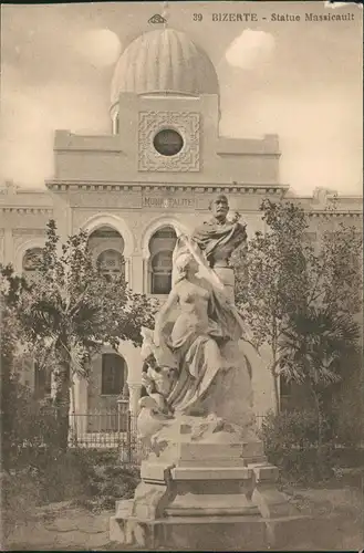 Postcard Bizerte بنزرت Denkmal, Statue Massicault 1910