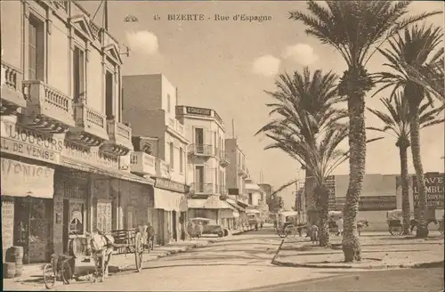 Postcard Bizerte بنزرت Straßen Ansicht Rue d'Espagne 1910