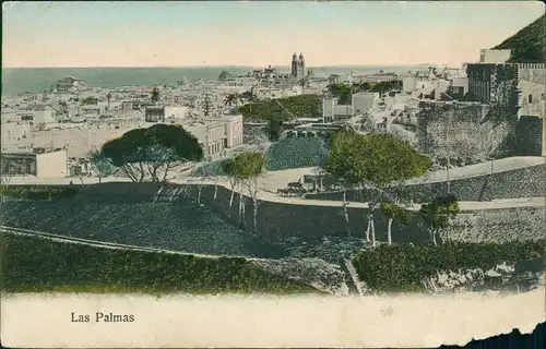 Postales Las Palmas de Gran Canaria Blick auf die Stadt - Canaris 1915  gel. Deutsche Schiffspost