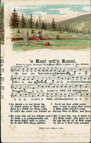 Liedkarte Erzgebirge Annl mitn kannl 1911 Erzgebirge, Anton Günther Gottesgab:
