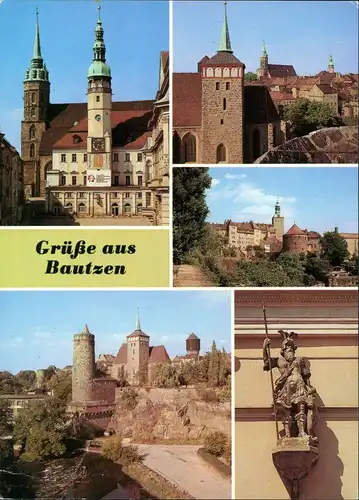 Bautzen Budyšin Rathaus und Petridom, Blick von der Alten Wasserkunst auf  1986