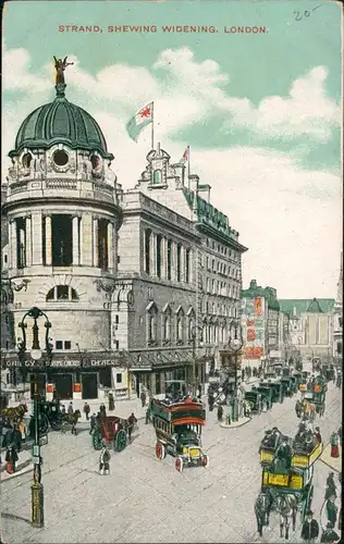 Postcard London Strand Shewing Widening 1912