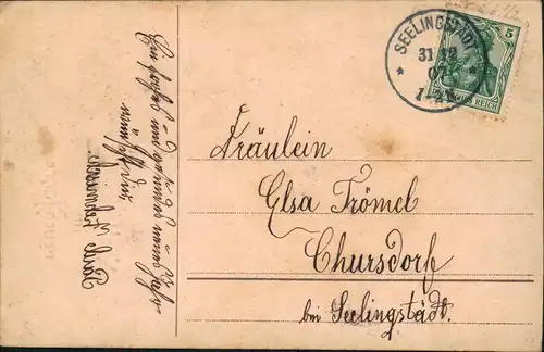 Neujahr Sylvester New Year Engel   Glücksdreirad Kleeblätter  1907 Goldrand