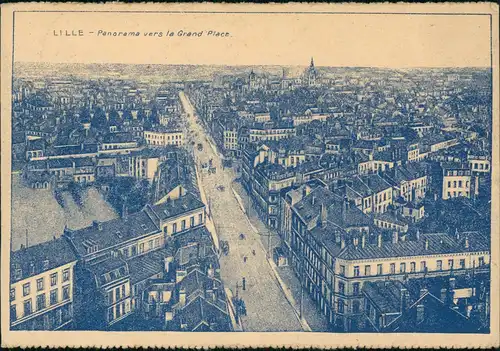 CPA Lille Panorama  la Grand Place 1917   1. Weltkrieg Feldpost  (Blindstempel)