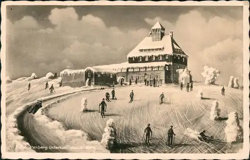 Ansichtskarte Neuhausen (Erzgebirge) Schwartenberg - Skifahrer, Fotokunst 1934