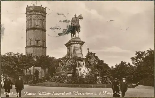 Duisburg Kaiser Wilhelmdenkmal mit Wasserturm a. d. Kaiserberg 1926