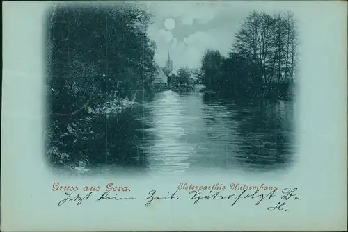 Ansichtskarte Untermhaus-Gera Elsterparthie Untermhaus 1899