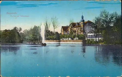 Ansichtskarte Bayreuth Partie am Röhrensee 1912
