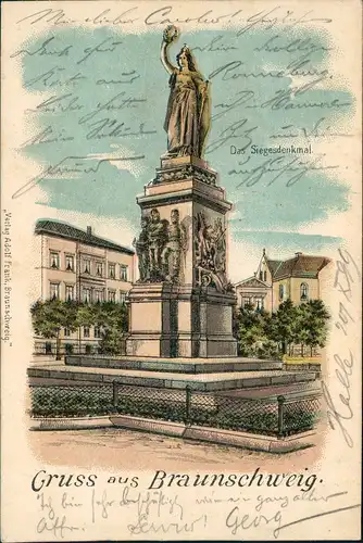 Ansichtskarte Braunschweig Litho AK - Platz mit Siegesdenkmal 1899