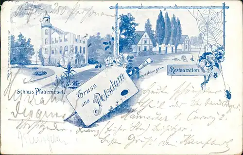 Ansichtskarte Potsdam 2 Bild Pfaueninsel u. Restaurant 1901