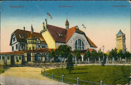 Ansichtskarte Remscheid Stadtparkhalle Bismarckturm 1917