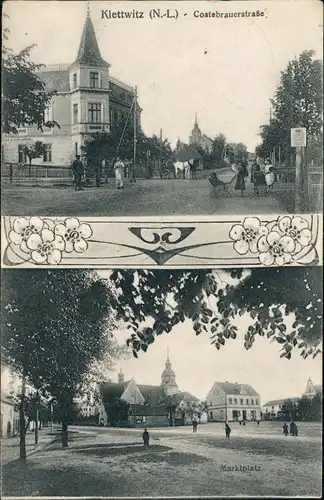 Ansichtskarte Klettwitz Marktplatz Klettwitz Costebrauerstraße 2 Bild 1914