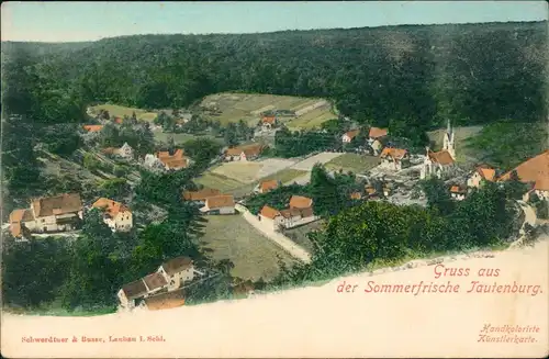 Tautenburg-Dornburg-Camburg Stadt - Handkolorirte Künstlerkarte. 1909