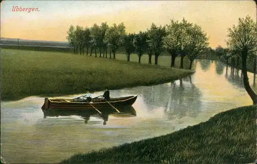 Postkaart .Niederlande Ubbergen, Ruderer, Fluss-Partie 1910