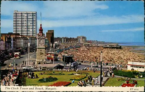Postcard Margate (Kent) Panorama The Clock Tower and Beach 1969