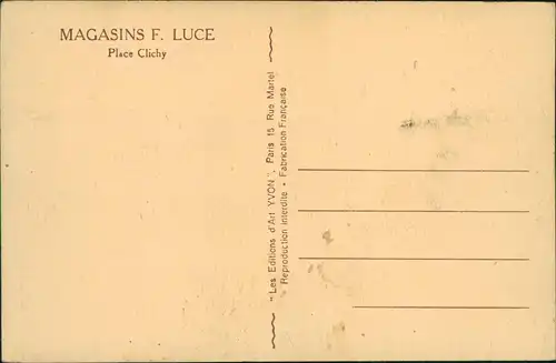 CPA Paris MAGASINS F. LUCE Place Clichy 1920