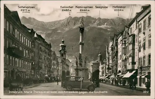 Innsbruck Maria Theresienstraße, Auto Oldtimer, Annasäule 1942