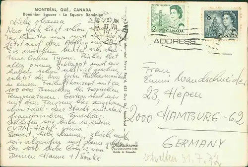 Postcard Montreal Panorama-Ansicht, Square Dominion 1970