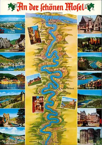 .Rheinland-Pfalz Mehrbildkarte An der schönen Mosel (Rheinland-Pfalz) 1970