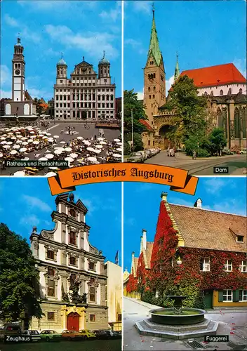 Augsburg Mehrbildkarte mit Rathaus und Perlachturm Zeughaus 1980