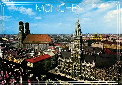 München Panorama-Ansicht, Stadtansicht, Rathaus Frauenkirche 1980