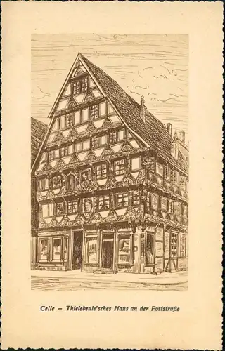 Celle Thielebeule'sches Haus an der Poststraße (Künstlerkarte) 1930