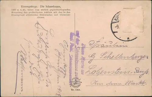 Krummhübel Karpacz Schneekoppe im Riesengebirge Sněžka/Śnieżka 1919
