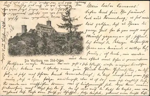 Eisenach Wartburg von Süd-Osten 1902   gelaufen nach GERA (Ankunftsstempel)