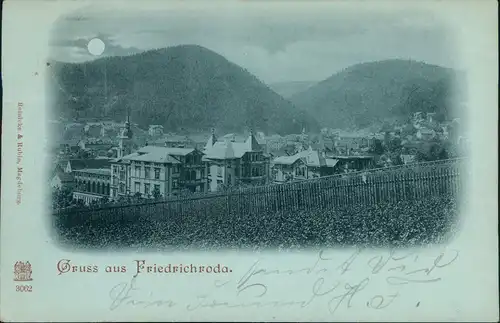 Ansichtskarte Friedrichroda Panorama-Ansicht bei Mondschein 1899