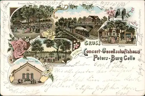 Ansichtskarte Litho AK Celle MB Concert- Gesellschaftshaus Peters-Burg 1899