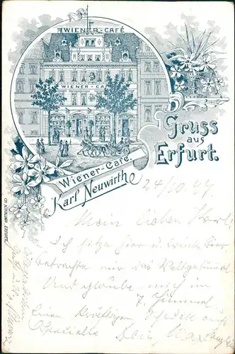 Ansichtskarte Erfurt MB: Wiener Cafe Karl Neuwirth 1897