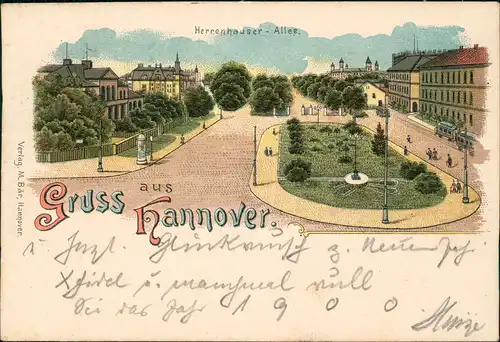 Ansichtskarte Litho AK Hannover Herrenhäuser-Allee 1900