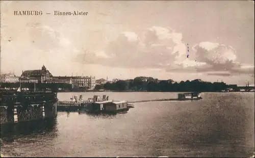 Ansichtskarte Altstadt-Hamburg Binnenalster 1917  gel. Feldpoststempel