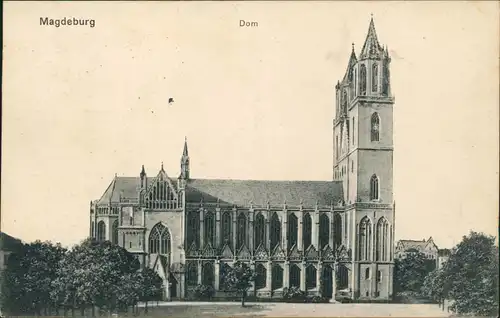 Ansichtskarte Altstadt-Magdeburg Dom, Seitenansicht 1914