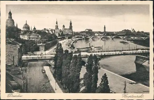 Ansichtskarte Innere Altstadt-Dresden Hauptansicht, Elbdampfer 1929