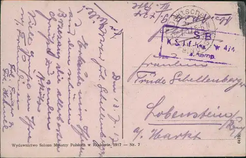 Bereschany Brzeżany (Бережани) Złota Lipa grobti chatkic 1917  gel. Feldpost