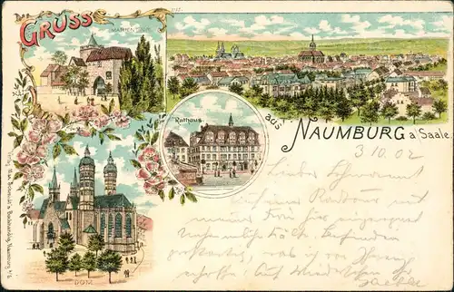 Ansichtskarte Litho AK Naumburg (Saale) Rathaus, Marienthor, Stadt 1902