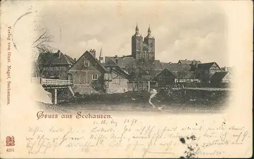 Ansichtskarte Seehausen (Altmark) Stadtpartie - Brücke 1898