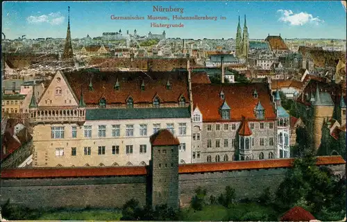 Nürnberg Germanisches Museum, Hohenzollernburg im Hintergrunde 1920