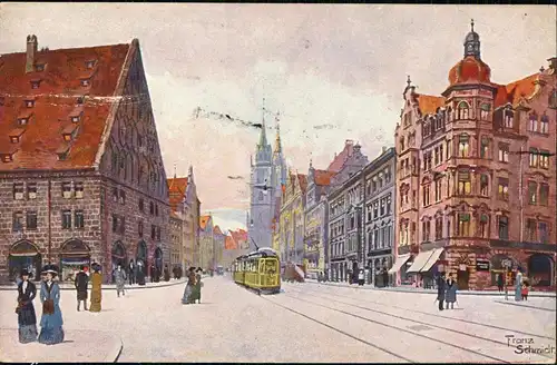 Ansichtskarte Nürnberg Königsstraße - Künstlerkarte 1920