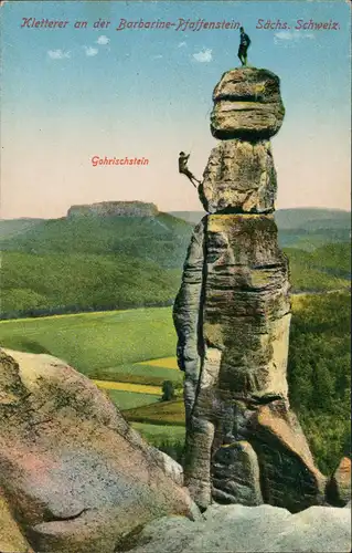 Pfaffendorf-Königstein (Sächsische Schweiz) Kletterer an der Barbarine 1934