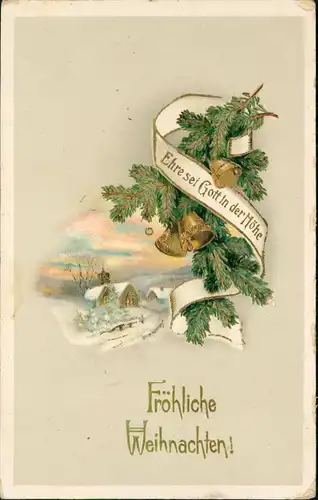 Weihnachten Grusskarte Christmas 1917 Goldrand  1. Weltkrieg Feldpost