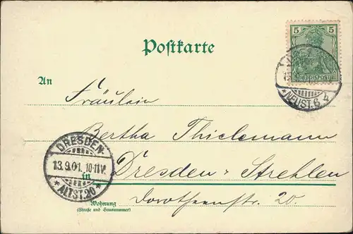 Ansichtskarte Dresden Belvedere verzierte Grusskarte 1901