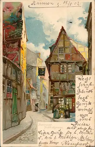 Ansichtskarte Hannover Potthofgasse. Künstlerkarte 1902