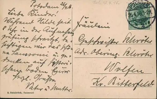 Ansichtskarte Potsdam Historische Mühle - Sanssouci 1916  gel. Stempel Potsdam
