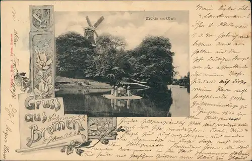 Ansichtskarte Bremen Mühle am Wall - Schwanenhaus 1900
