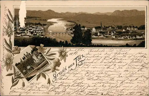 Ansichtskarte Litho AK Bad Tölz Panorama, Calvarienberg 1909